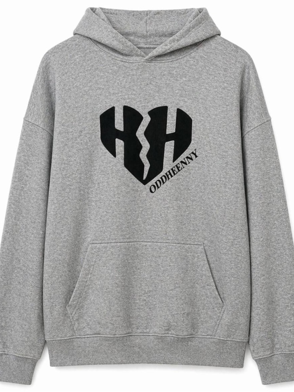 Gildan Heather Gray Hoodie with Black Heart Graphic